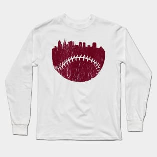 Philadelphia PA Cityscape Baseball Retro Long Sleeve T-Shirt